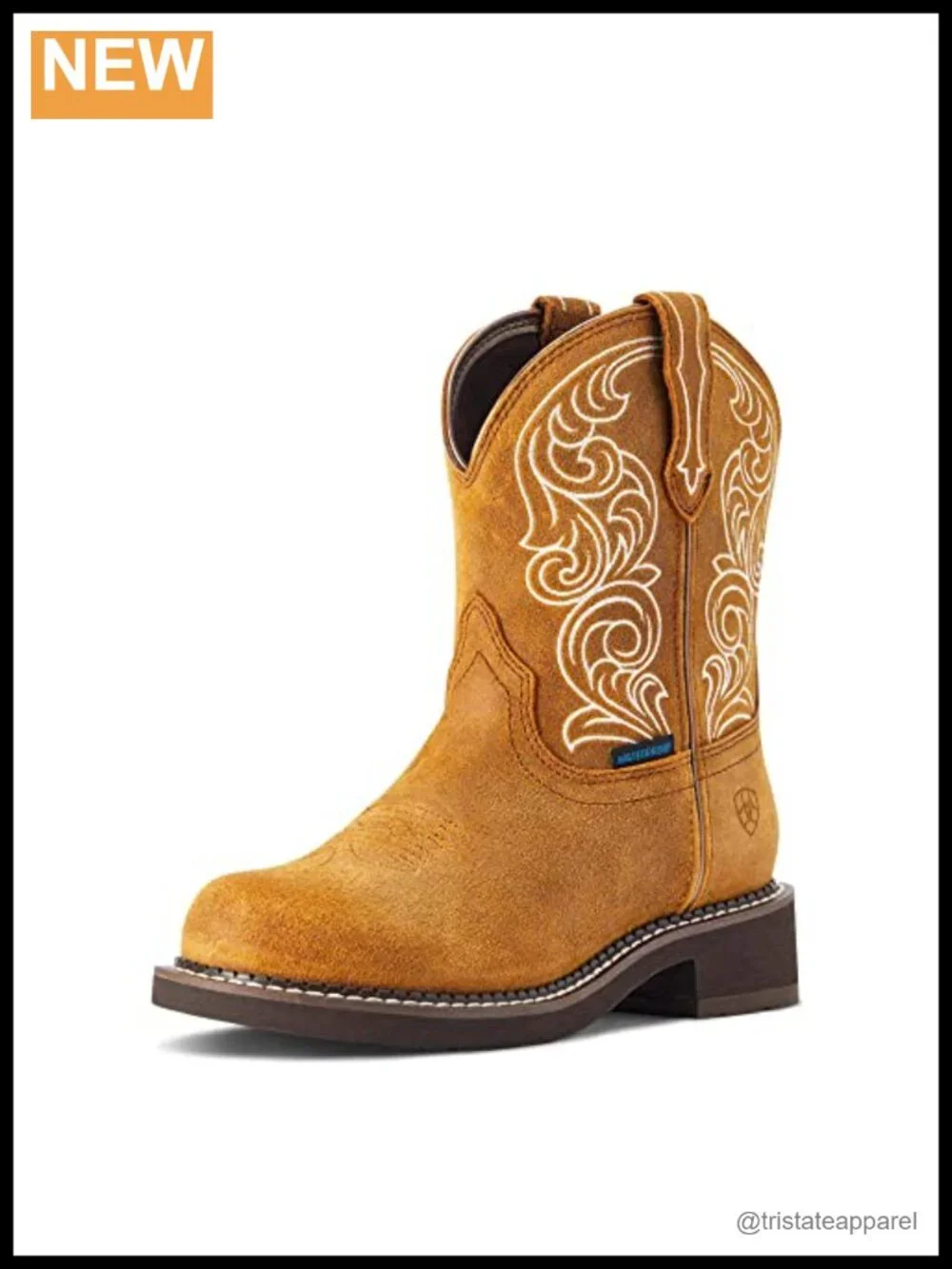 Waterproof Western Boots Mid-Calf Pull-On Leather